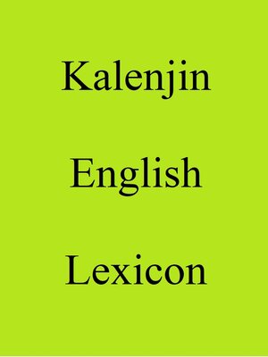 cover image of Kalenjin English Lexicon